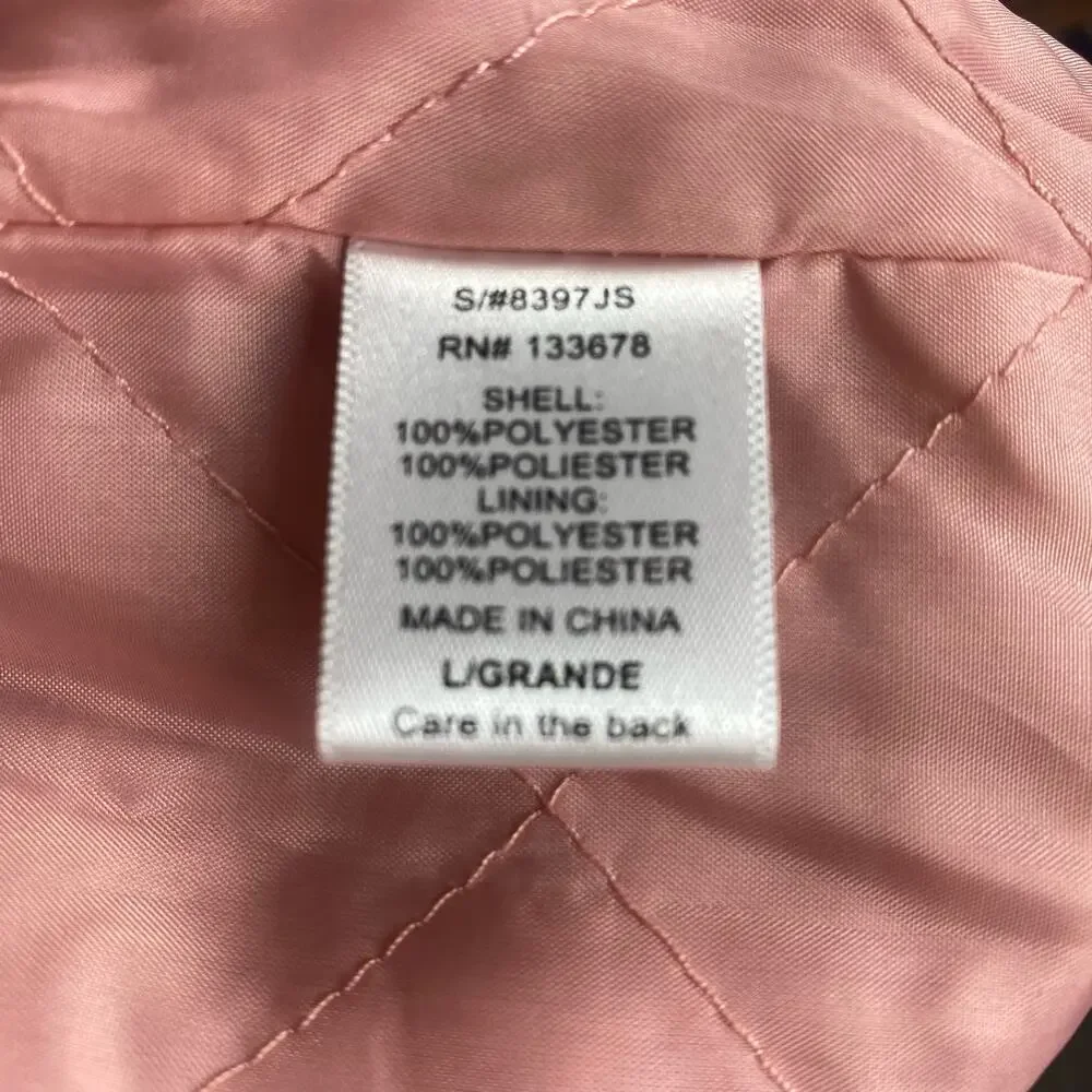 Love Tree Shiny Zip Up Bomber Jacket Pink Sheen Womens Size Large - Picture 6 of 15
